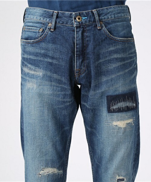 JAPAN BLUE JEANS（ジャパンブルージーンズ）の「ジャパンブルージーンズ別注 ストレッチ リペアジーンズ（9分丈）/JAPAN MADE（デニムパンツ・メンズ・ホワイト/インディゴブルー・SS/S/M/L）」の6枚目の写真
