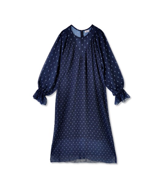 flower（フラワー）の「feel nostalgic onepiece～ﾌｨｰﾙﾉｽﾀﾙｼﾞｯｸﾜﾝﾋﾟｰｽ（ワンピース・レディース・brown/navy・FREE）」の2枚目の写真