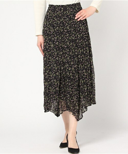 archives（アルシーヴ）の「花柄ワッシャープリーツスカート（スカート・レディース・ブラック/イエロー/レッド・MEDIUM）」の2枚目の写真