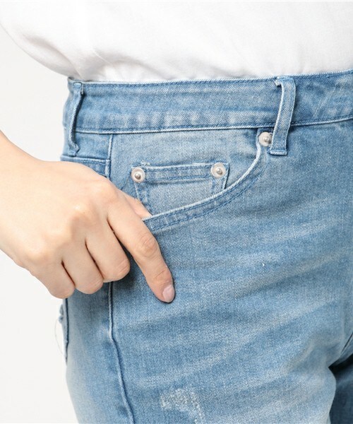 archives（アルシーヴ）の「ダメージデニムスキニーパンツ（デニムパンツ・レディース・ネイビー/ロイヤルブルー・SMALL/MEDIUM）」の8枚目の写真