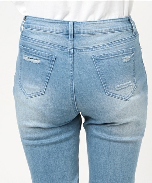 archives（アルシーヴ）の「ダメージデニムスキニーパンツ（デニムパンツ・レディース・ネイビー/ロイヤルブルー・SMALL/MEDIUM）」の7枚目の写真