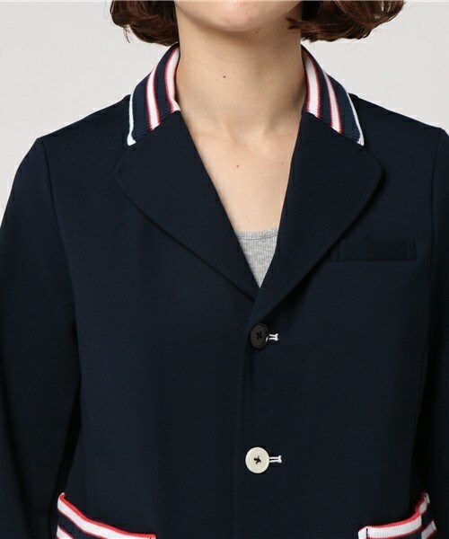 FRAPBOIS（フラボア）の「リブレザーhalf（テーラードジャケット・レディース・グリーン/ネイビー・1/2）」の6枚目の写真