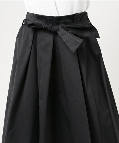 INTERPLANET（インタープラネット）の「リボン付タックフレアミディ丈スカート（スカート・レディース・ブラック/オリーブ/ブルー・FREE）」の7枚目の写真