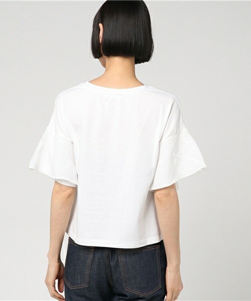 actuel（アクチュエル）の「ラッフル切替カットソー（Tシャツ/カットソー・レディース・オフホワイト/グレー/イエロー・FREE）」の6枚目の写真