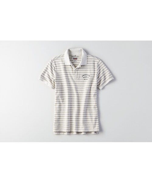American Eagle(アメリカンイーグル)の「AEOフレックスピケグラフィックポロ(ポロシャツ・メンズ・グレー/ダークグレー/スクリメージヘザー/オリーブ/ブルー/アクエリアス/インディゴ/ピンク・XS/S/M/L/XL/XXL/XXXL)」の7枚目の写真