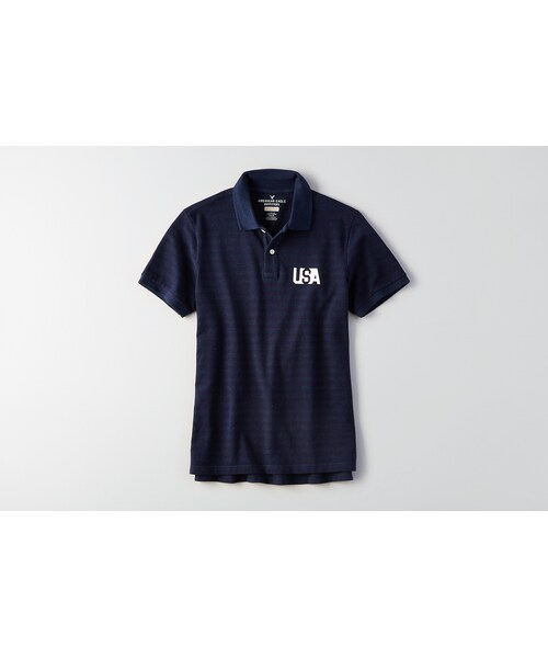 American Eagle(アメリカンイーグル)の「AEOフレックスピケグラフィックポロ(ポロシャツ・メンズ・グレー/ダークグレー/スクリメージヘザー/オリーブ/ブルー/アクエリアス/インディゴ/ピンク・XS/S/M/L/XL/XXL/XXXL)」の5枚目の写真