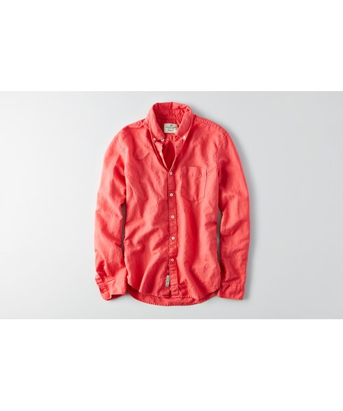 American Eagle（アメリカンイーグル）の「AEOリネンコットンシャツ（シャツ/ブラウス・メンズ・ホワイト/ブルー/ピンク/オレンジ・XS/S/M/L/XL/XXL/XXXL）」の3枚目の写真