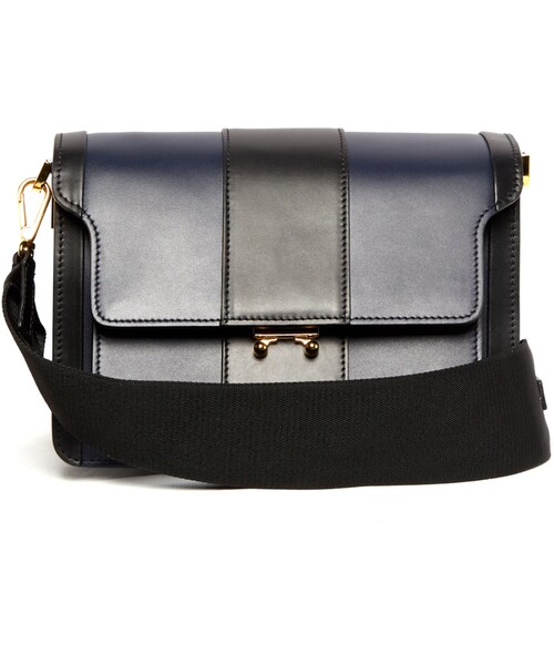 MARNI(マルニ)の「MARNI Trunk medium striped leather shoulder bag(ハンドバッグ・レディース・Blue・ONE SIZE)」の1枚目の写真