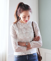 DHOLIC | フローラルフリルレースブラウス(シャツ/ブラウス)