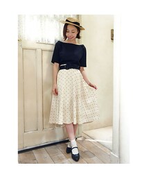 an another angelus | ベルト付きドット柄フレアースカート/an another angelus(スカート)