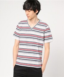MEN'S BIGI | ＶネックボーダーＴシャツ/ロープボーダー(Tシャツ/カットソー)