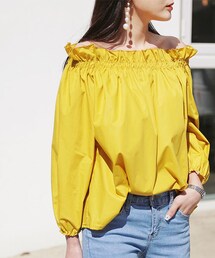 DHOLIC | シャーリングオフショルダーブラウス(シャツ/ブラウス)