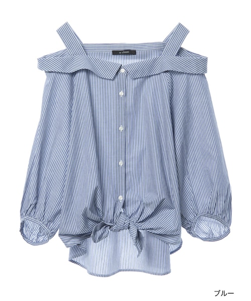 w closet（ダブルクローゼット）の「ストライプオフショルブラウス（トップス・レディース・サックス/ブルー・FREE）」の2枚目の写真