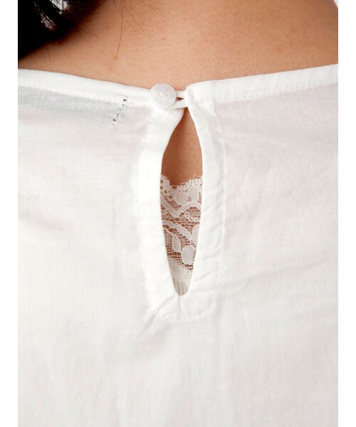 w closet（ダブルクローゼット）の「レース切替刺繍入りブラウス（トップス・レディース・オフホワイト/Lピンク/ブラック・FREE）」の8枚目の写真