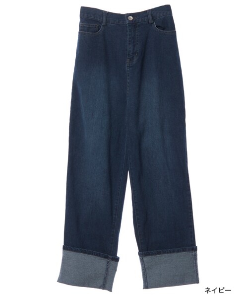 w closet（ダブルクローゼット）の「ロールアップストレートデニム（パンツ・レディース・ブリーチ/ブルー/ネイビー・FREE）」の2枚目の写真