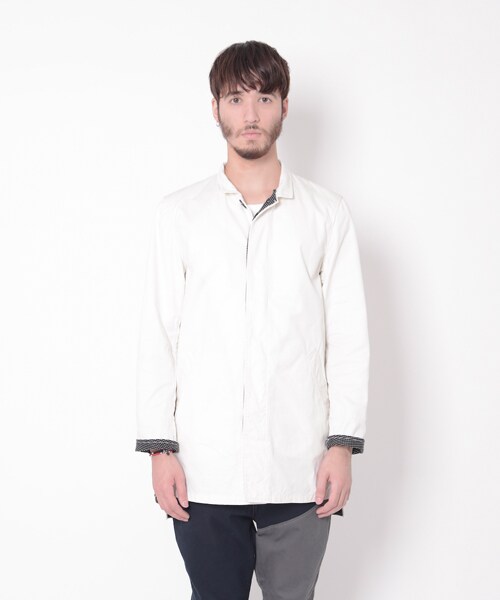 VIRGOwearworks（ヴァルゴウェアワークス）の「Aaron shop coat ショップコート（ジャケット/アウター・メンズ・NATURAL/NAVY/BLACK・2/3/4）」の2枚目の写真