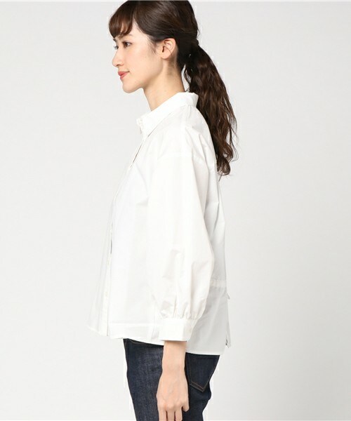 archives（アルシーヴ）の「後ろドロストシャツ（シャツ/ブラウス・レディース・オフホワイト/ホワイト×ブルー/ブラック・MEDIUM）」の5枚目の写真