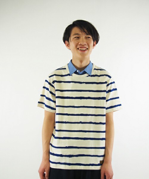 FRAPBOIS（フラボア）の「レイヤーボーダー（Tシャツ/カットソー・メンズ・ホワイト/クリーム・2/3）」の5枚目の写真