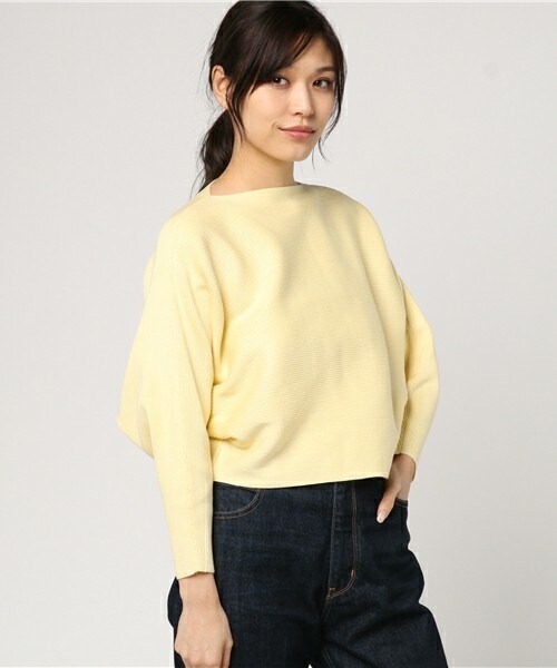 INTERPLANET（インタープラネット）の「横リブドルマンニット（ニット/セーター・レディース・オフホワイト/グレー/ネイビー/イエロー・FREE）」の12枚目の写真
