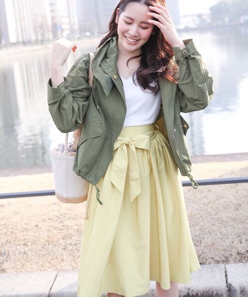 Andemiu（アンデミュウ）の「STYLEセレクトフレアスカート（スカート・ピンク/ベージュ/イエロー/ネイビー）」の3枚目の写真