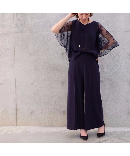 kaene（カエン）の「二重織りウエストゴムパンツ（その他パンツ・レディース・c/#2 beige/c/#3 navy/c/#4 black・FREE）」の3枚目の写真