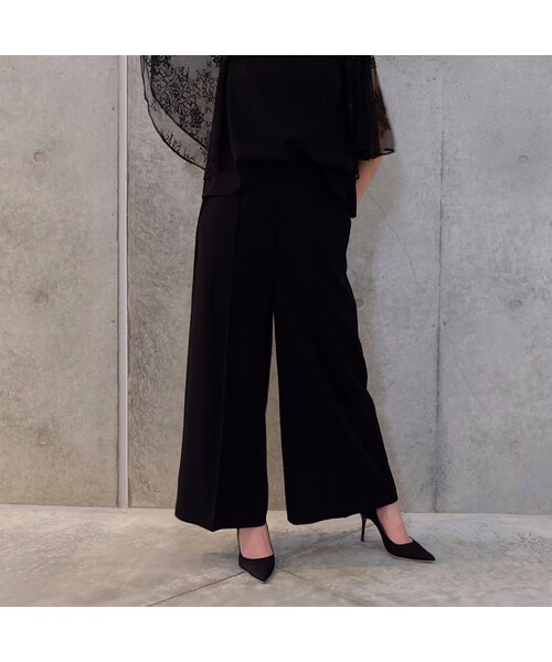 kaene（カエン）の「二重織りウエストゴムパンツ（その他パンツ・レディース・c/#2 beige/c/#3 navy/c/#4 black・FREE）」の2枚目の写真