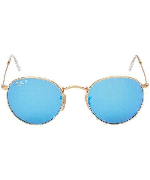 Ray-Ban（レイバン）の「Ray-Ban - RB3447 Round Metal Polarized 50mm Polarized Fashion Sunglasses（サングラス・レディース・Matte Gold Blue Mirror Polar・One Size）」の2枚目の写真