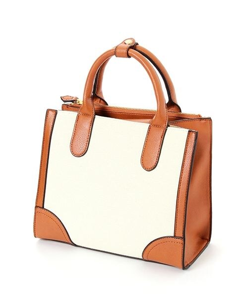 Andemiu（アンデミュウ）の「キャンバス／ＰＵミニトート（バッグ・ブラック/キャメル）」の5枚目の写真