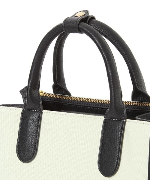 Andemiu（アンデミュウ）の「キャンバス／ＰＵミニトート（バッグ・ブラック/キャメル）」の8枚目の写真