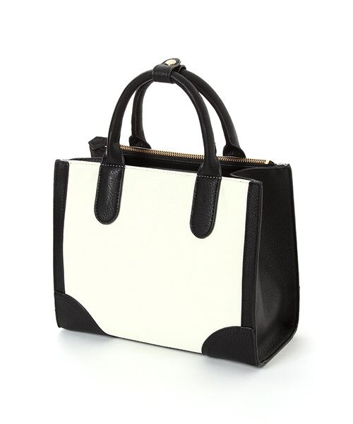 Andemiu（アンデミュウ）の「キャンバス／ＰＵミニトート（バッグ・ブラック/キャメル）」の4枚目の写真