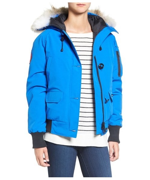 CANADA GOOSE(カナダグース)の「Women's Canada Goose 'Pbi Chilliwack' Hooded Bomber Jacket With Genuine Coyote Fur Trim(ジャケット/アウター・レディース・Blue・Small)」の1枚目の写真