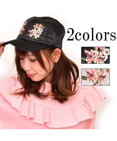 no brand（ノーブランド）の「百合の花刺繍サテンCAP（キャップ）」 - WEAR