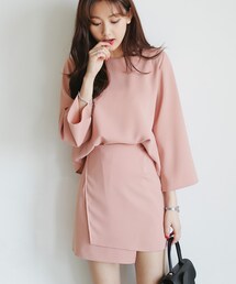 DHOLIC | 6COLORSラウンドネックブラウス&ラップミニスカート(その他トップス)