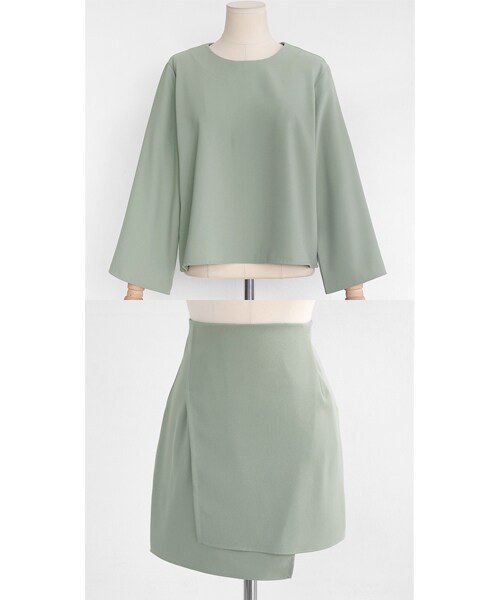 DHOLIC（ディーホリック）の「6COLORSラウンドネックブラウス&ラップミニスカート（その他トップス・レディース・S/M）」の4枚目の写真