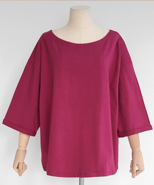 DHOLIC（ディーホリック）の「ボートネックロールアップスリーブTシャツ（Tシャツ/カットソー・レディース・FREE）」の4枚目の写真