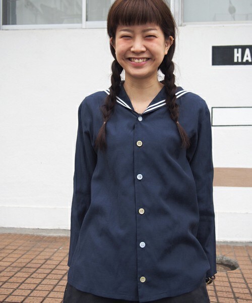 FRAPBOIS（フラボア）の「ポプリン（シャツ/ブラウス・レディース・グレー系その他/ネイビー/ピンク・1/2）」の3枚目の写真