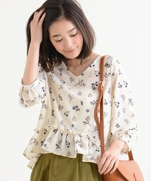 MAJESTIC LEGON | 【amelier】フラワー裾フリルブラウス(トップス)