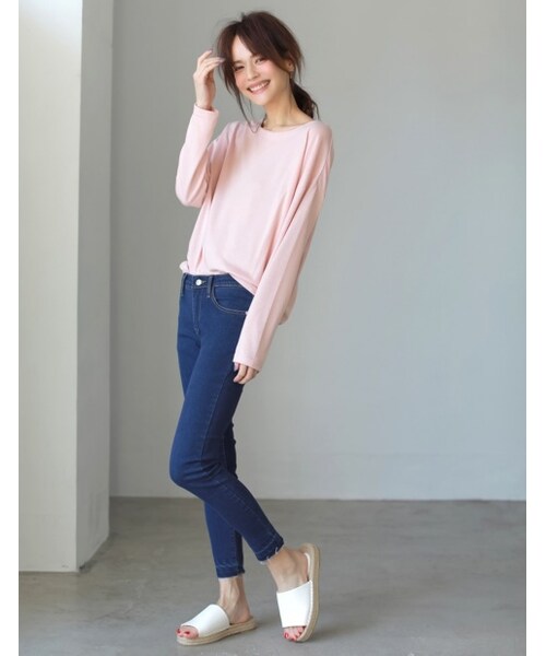 Re:EDIT（リエディ）の「【先行予約受注】[メール便送料無料]オーバーサイズベーシックカットソー[リエディオリジナル][2017春夏新作][2017SS展示会]（トップス・レディース・ブラック/ホワイト/サンドベージュ/ペールピンク/オリーブカーキ/ホワイト×ブラック/ブラック×ホワイト・M/L）」の6枚目の写真