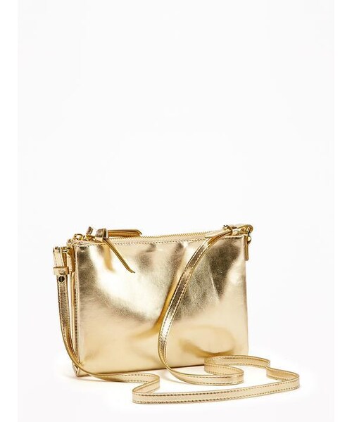 OLD NAVY(オールドネイビー)の「Double-Zip Crossbody Bag for Women(ショルダーバッグ・レディース・Gold・Regular One Size)」の1枚目の写真