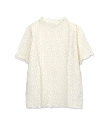 flower | half shabby lace top～ﾊｰﾌｼｬﾋﾞｰﾚｰｽﾄｯﾌﾟ(Tシャツ/カットソー)