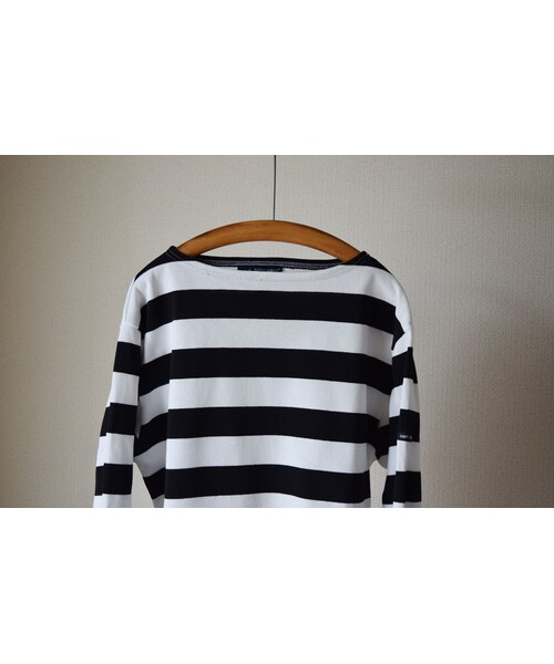 SAINT JAMES（セントジェームス）の「SAINTJAMES  OUESSANT  WIDE BORDER NEIGE×NOIR ウエッソン ワイドボーダーホワイト×ブラック【正規取り扱い品】（Tシャツ/カットソー・メンズ・その他）」の8枚目の写真