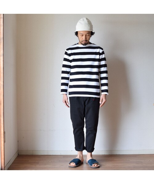 SAINT JAMES（セントジェームス）の「SAINTJAMES  OUESSANT  WIDE BORDER NEIGE×NOIR ウエッソン ワイドボーダーホワイト×ブラック【正規取り扱い品】（Tシャツ/カットソー・メンズ・その他）」の2枚目の写真