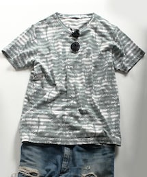 MIND BLOW | リーフ柄プリントボーダーTシャツ(Tシャツ/カットソー)