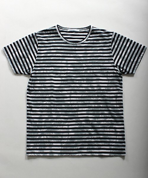 MIND BLOW(マインドブロウ)の「リーフ柄プリントボーダーTシャツ(Tシャツ/カットソー・メンズ・ホワイト×グレー/ホワイト×ネイビー・M/L)」の14枚目の写真