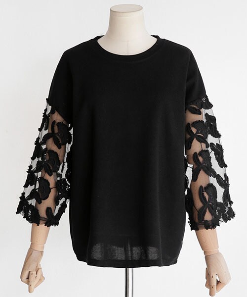 DHOLIC(ディーホリック)の「フラワーレーススリーブTシャツ(Tシャツ/カットソー・レディース・FREE)」の2枚目の写真