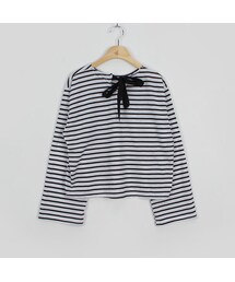 OLDMICKEY  | バックリボンタイ付きボーダー長袖Tシャツ(P000BKED)(Tシャツ/カットソー)