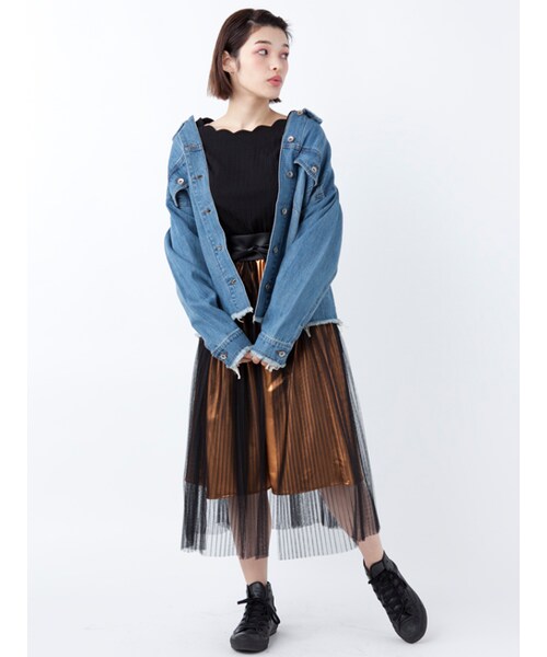 w closet（ダブルクローゼット）の「ワイドリブスカラッププルオーバー（トップス・レディース・オフホワイト/Sミント/ピンク/ブラック・FREE）」の14枚目の写真