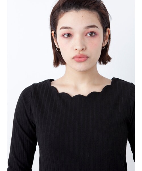 w closet（ダブルクローゼット）の「ワイドリブスカラッププルオーバー（トップス・レディース・オフホワイト/Sミント/ピンク/ブラック・FREE）」の8枚目の写真