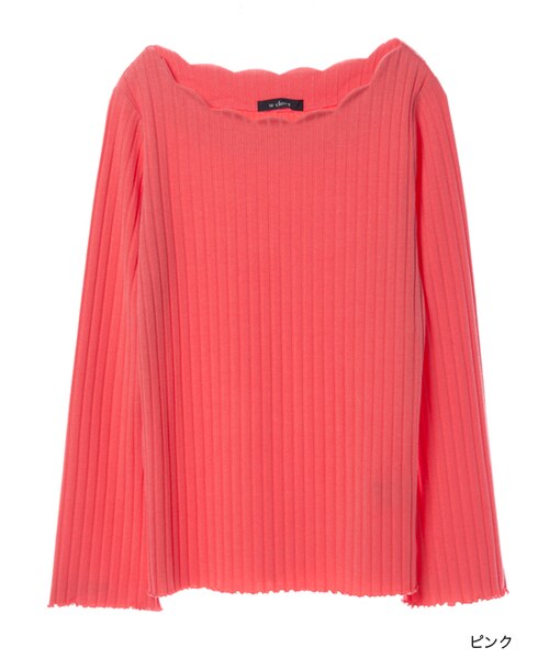 w closet（ダブルクローゼット）の「ワイドリブスカラッププルオーバー（トップス・レディース・オフホワイト/Sミント/ピンク/ブラック・FREE）」の3枚目の写真