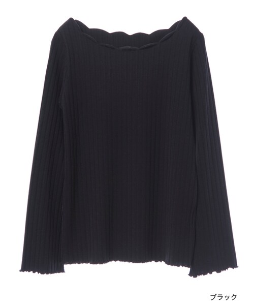 w closet（ダブルクローゼット）の「ワイドリブスカラッププルオーバー（トップス・レディース・オフホワイト/Sミント/ピンク/ブラック・FREE）」の2枚目の写真